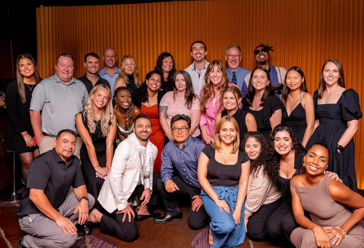 Photo of the Yums team at a company meetup dinner