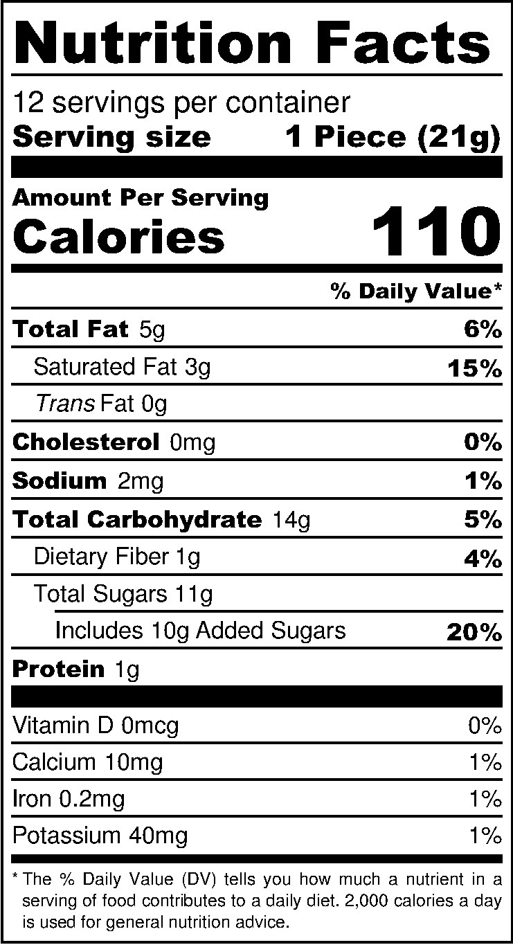 Soan Papdi nutritional label