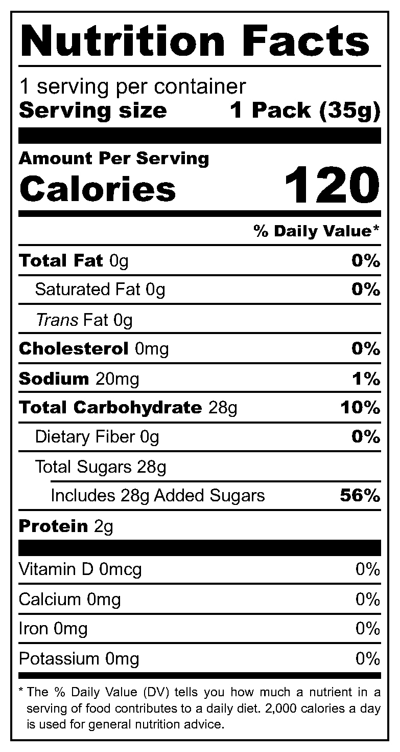 Melon & Peach Flavored Yogurt Gummies nutritional label