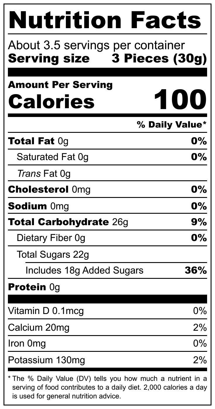 Pomegranate Flavored Jelly Candy nutritional label