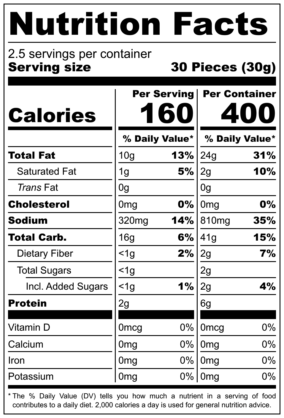 Ham & Cheese Corn Puffs nutritional label