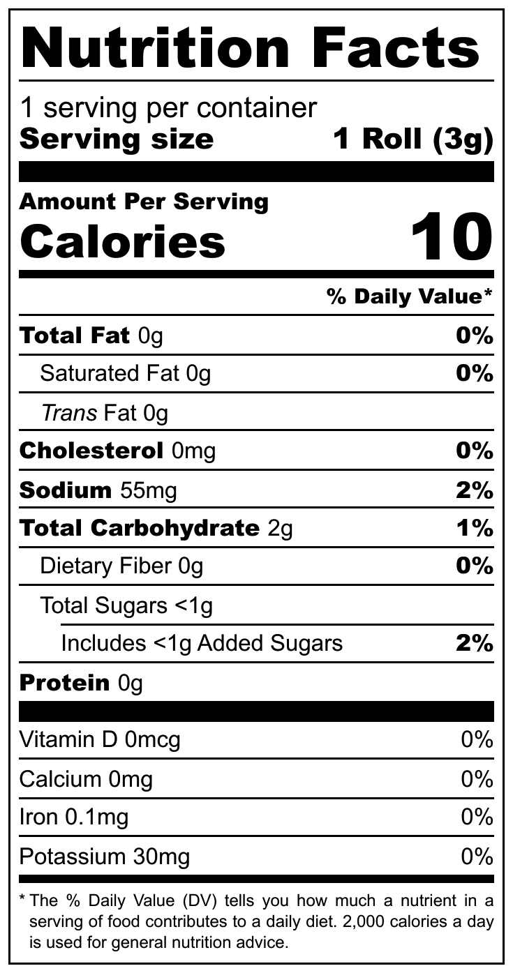 Big Roll Grilled Seaweed BBQ nutritional label