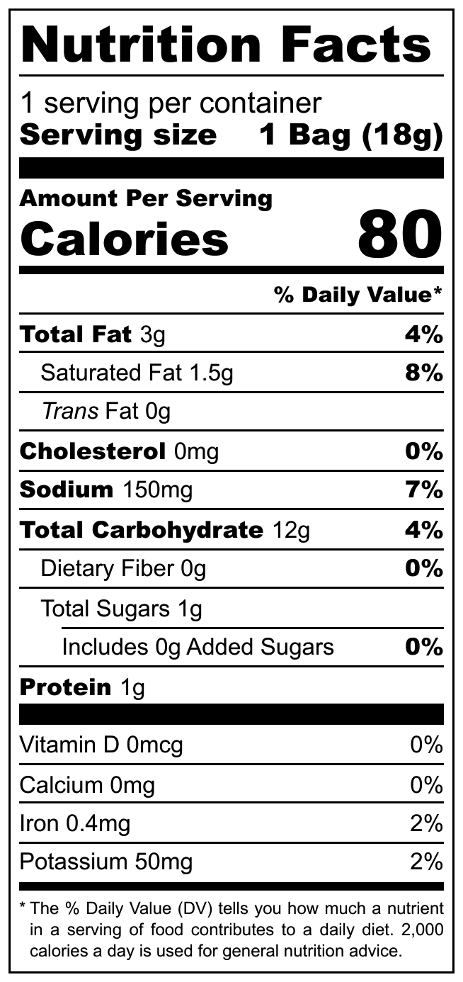 Fataake Pudina Chilli nutritional label