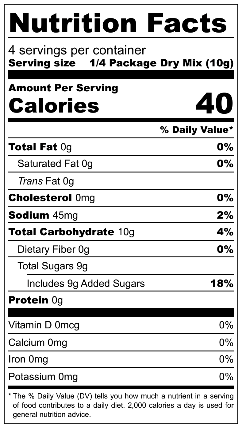 Ideal Raib Yogurt Dry Mix nutritional label