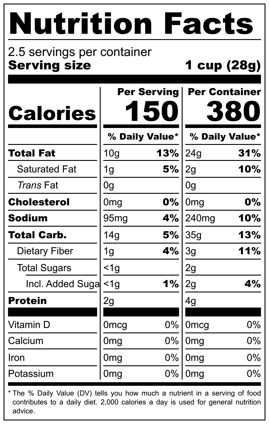 Lorenz Sour Cream Pomsticks nutritional label