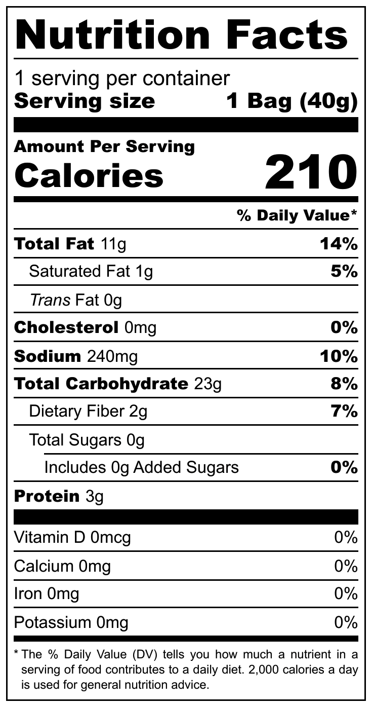 Vintage Potatoes Peperoncino nutritional label