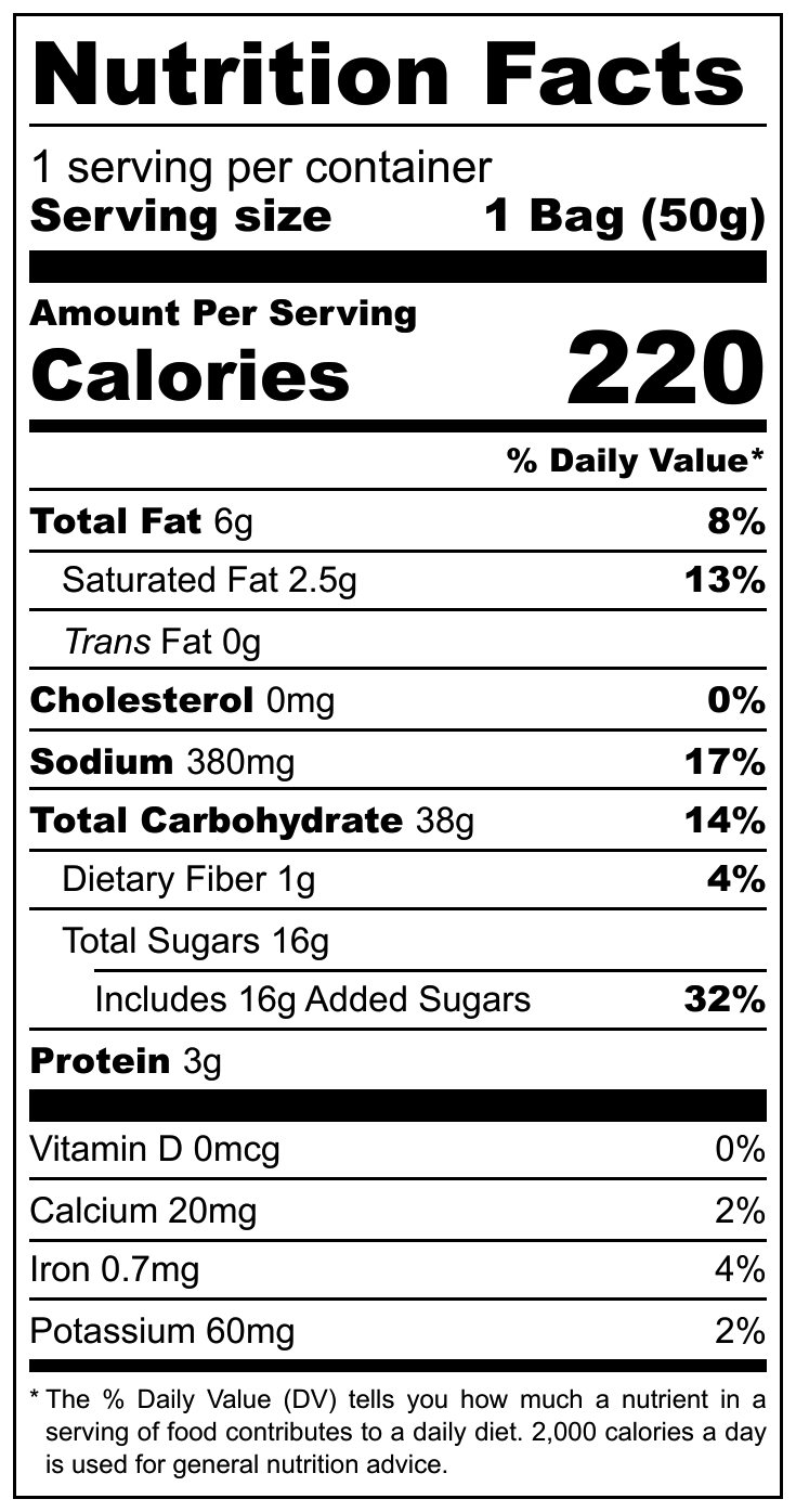 Green & Sunny Mee Krob Rice Snack nutritional label