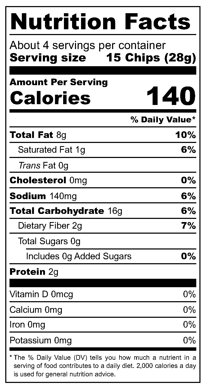 Acho Campesinas nutritional label