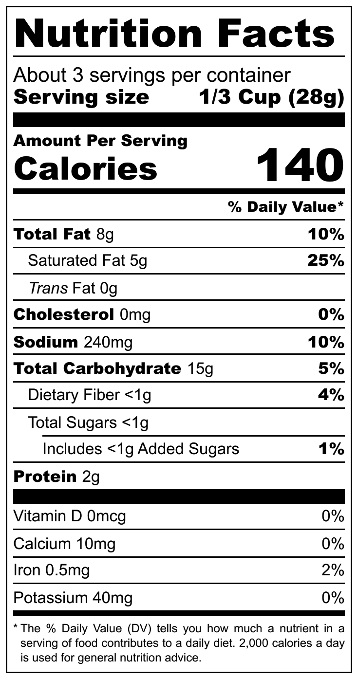 Crackzel Pretzel Pieces nutritional label