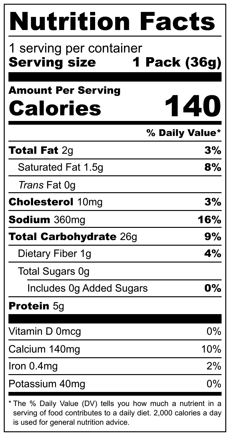 La Niña Rosquillas nutritional label