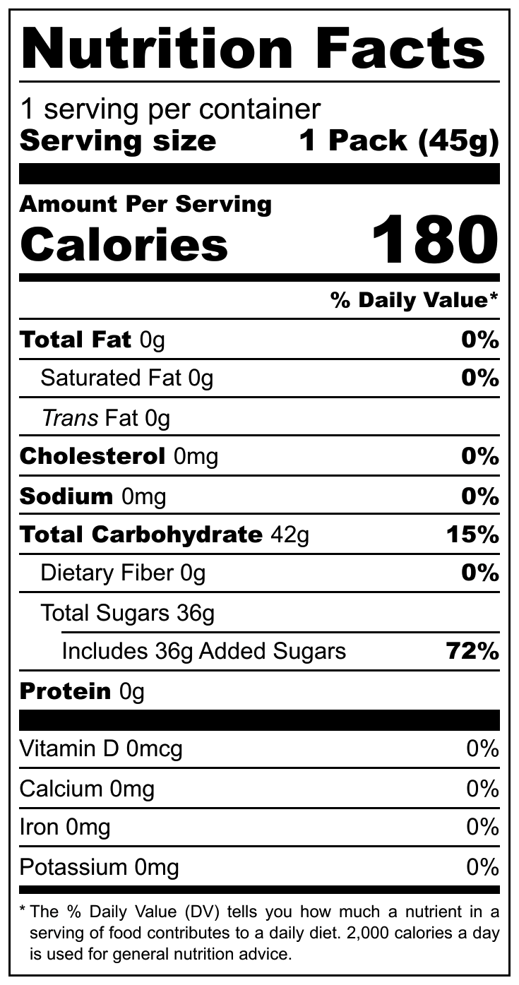 JoJo Busters nutritional label