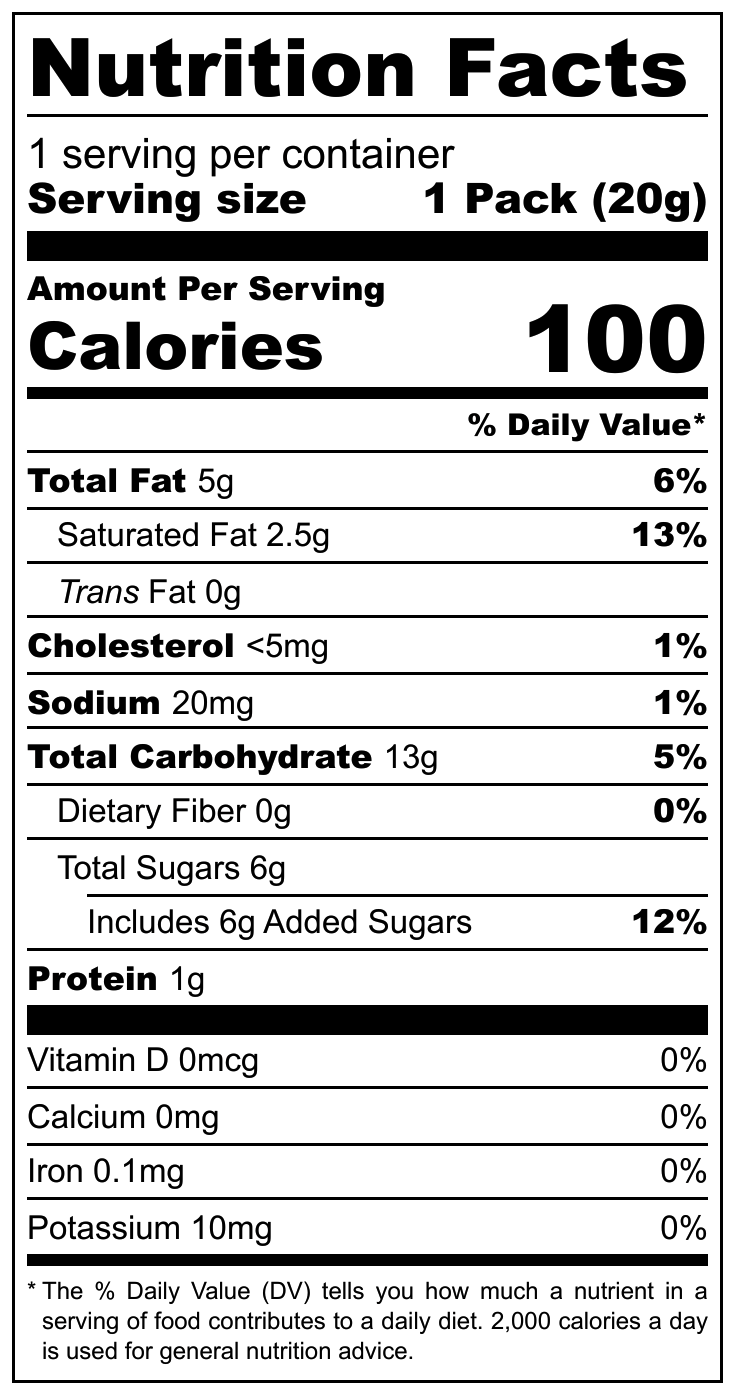 Bisconni Prime Daydream nutritional label