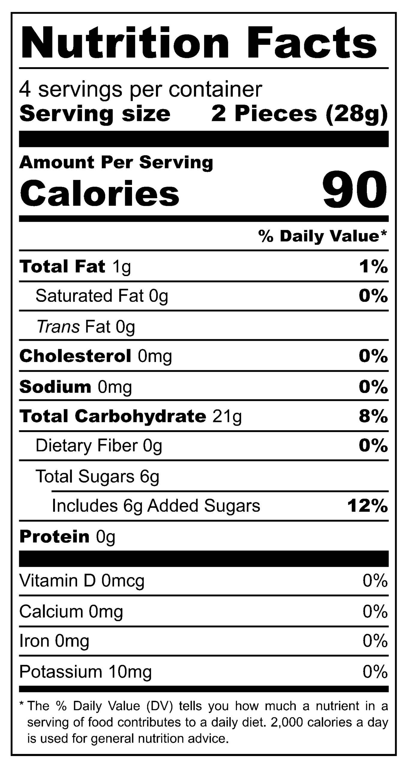 Royal Family Custard Mochi nutritional label