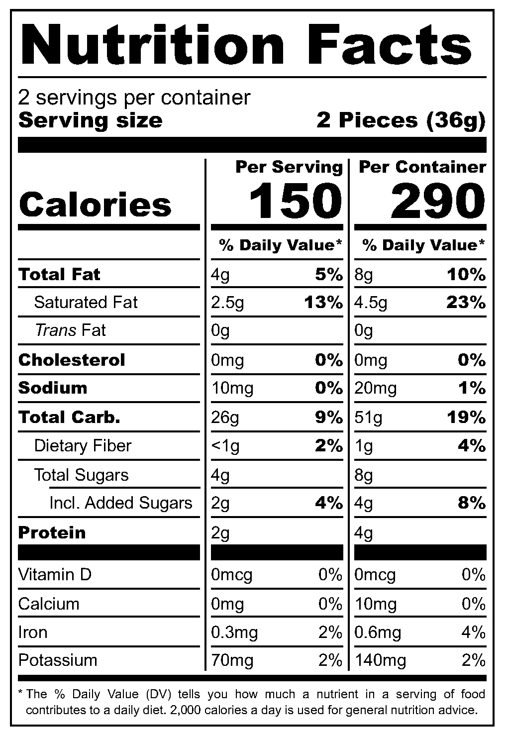 Taiwan Choco Ball nutritional label