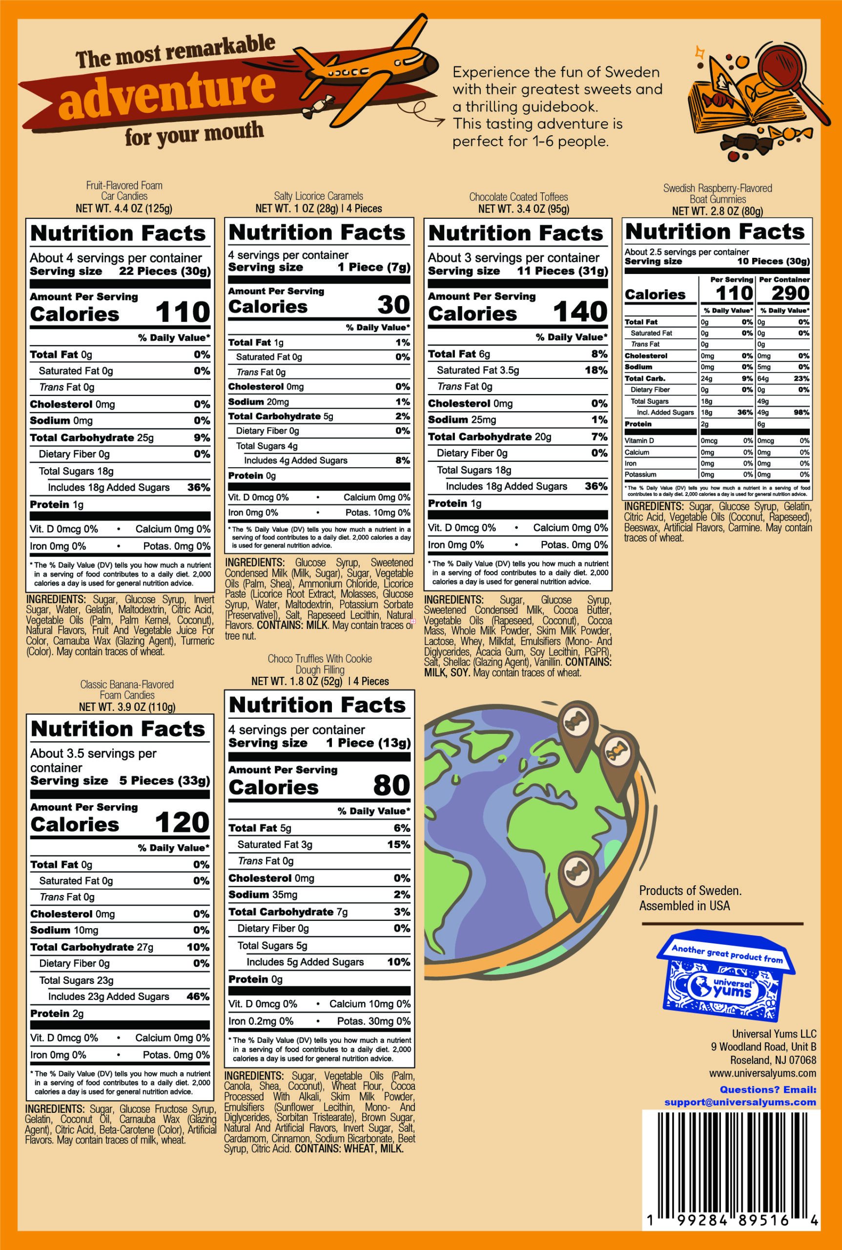 Sweden Tasting Adventure nutritional label