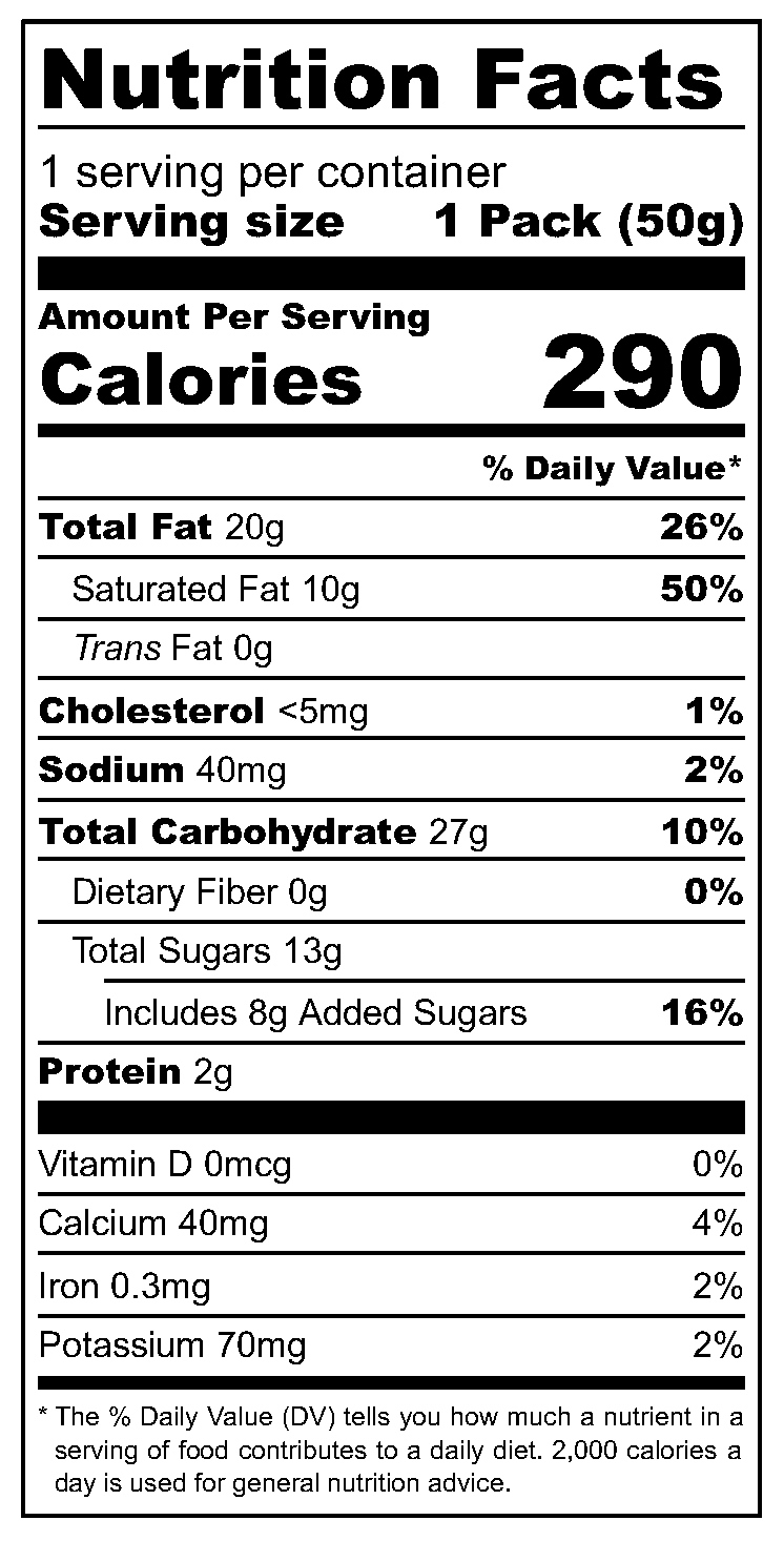 Waffelz Kasekuchen Style nutritional label