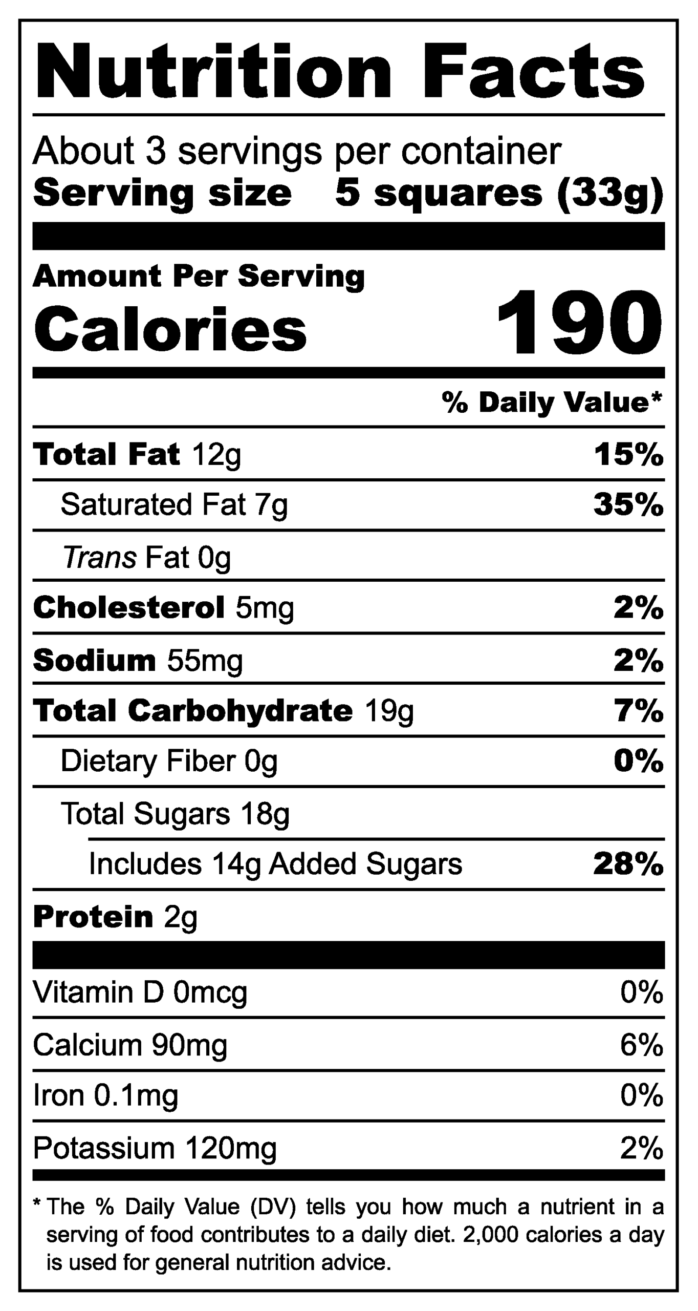 Weinrichs 1895 White Chocolate nutritional label