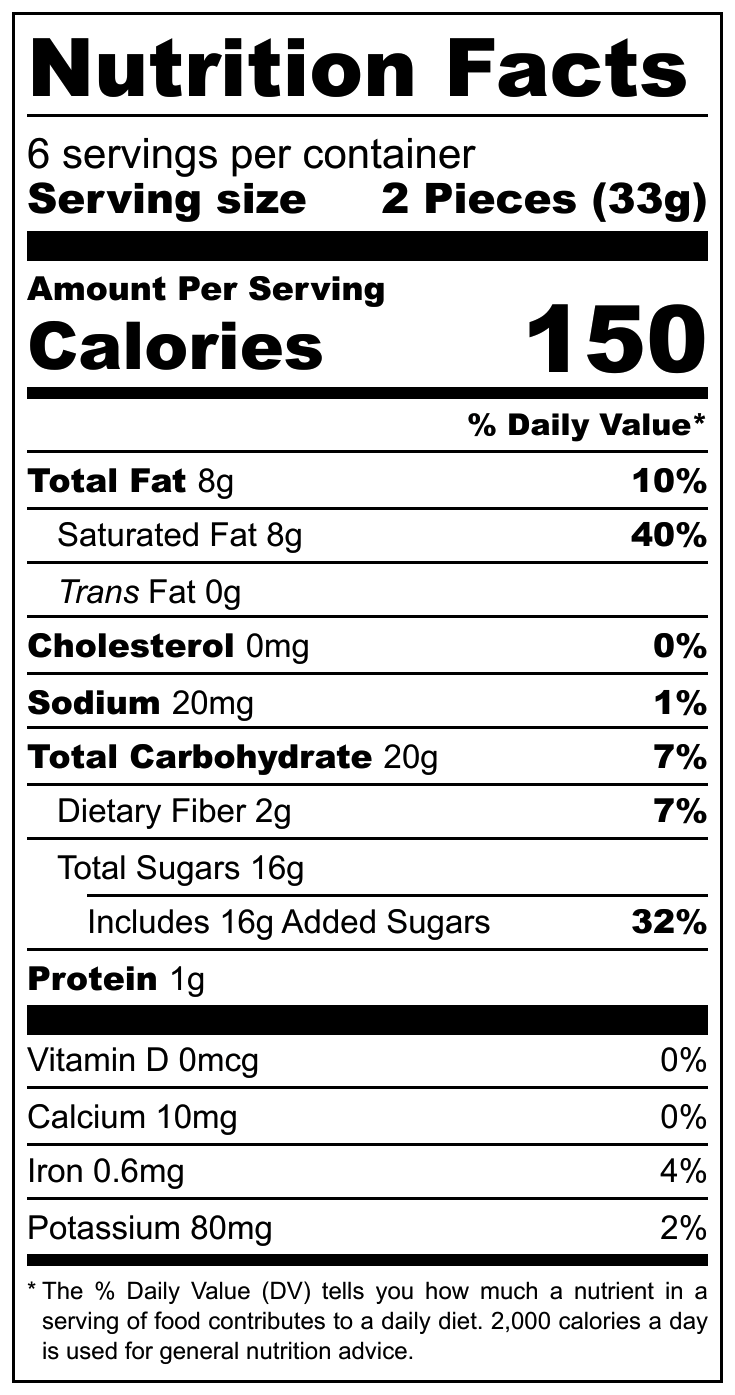 Kokosgebakjes Met Cacao nutritional label