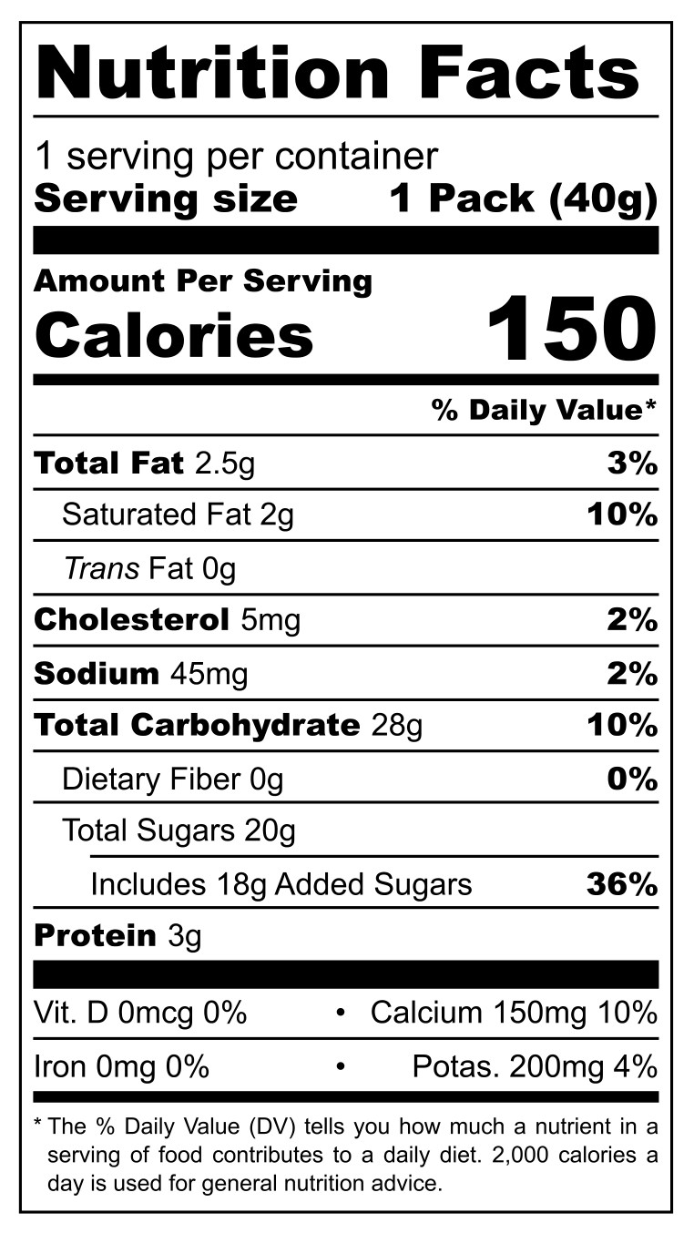Las Sevillanas Obleas nutritional label