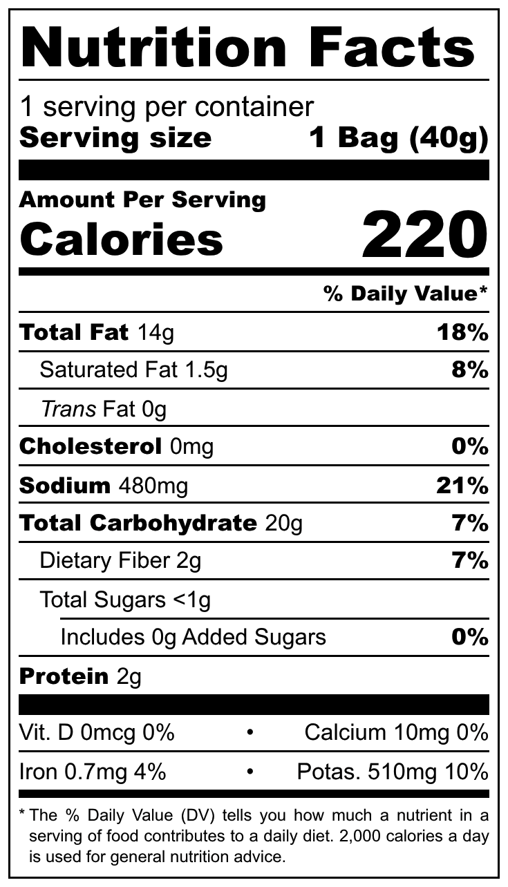 Strážnické Brambůrky Česnekové nutritional label