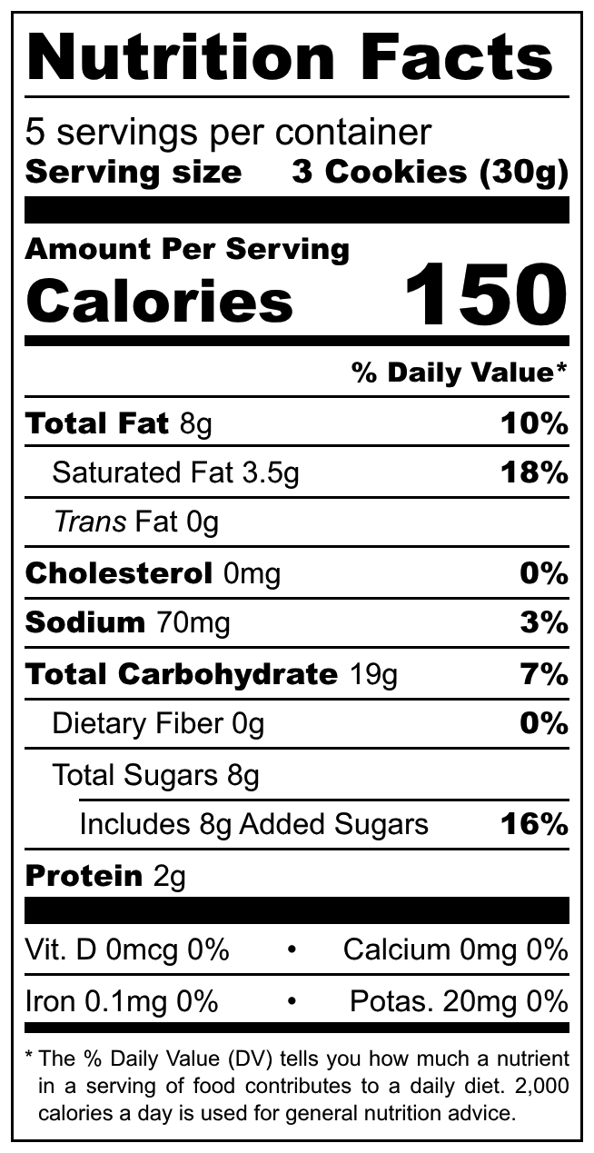 Mr. Ito Watermelon Flavor Cookies nutritional label