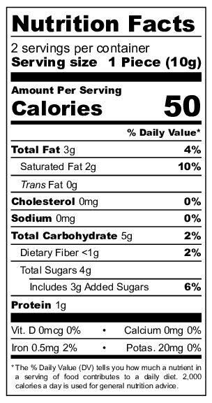 Schaal Double Twist Truffles nutritional label