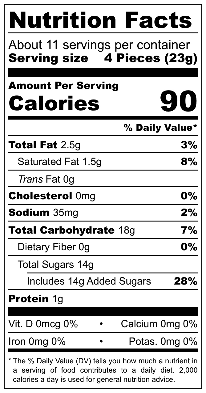 Dupont d’Isigny Caramel nutritional label