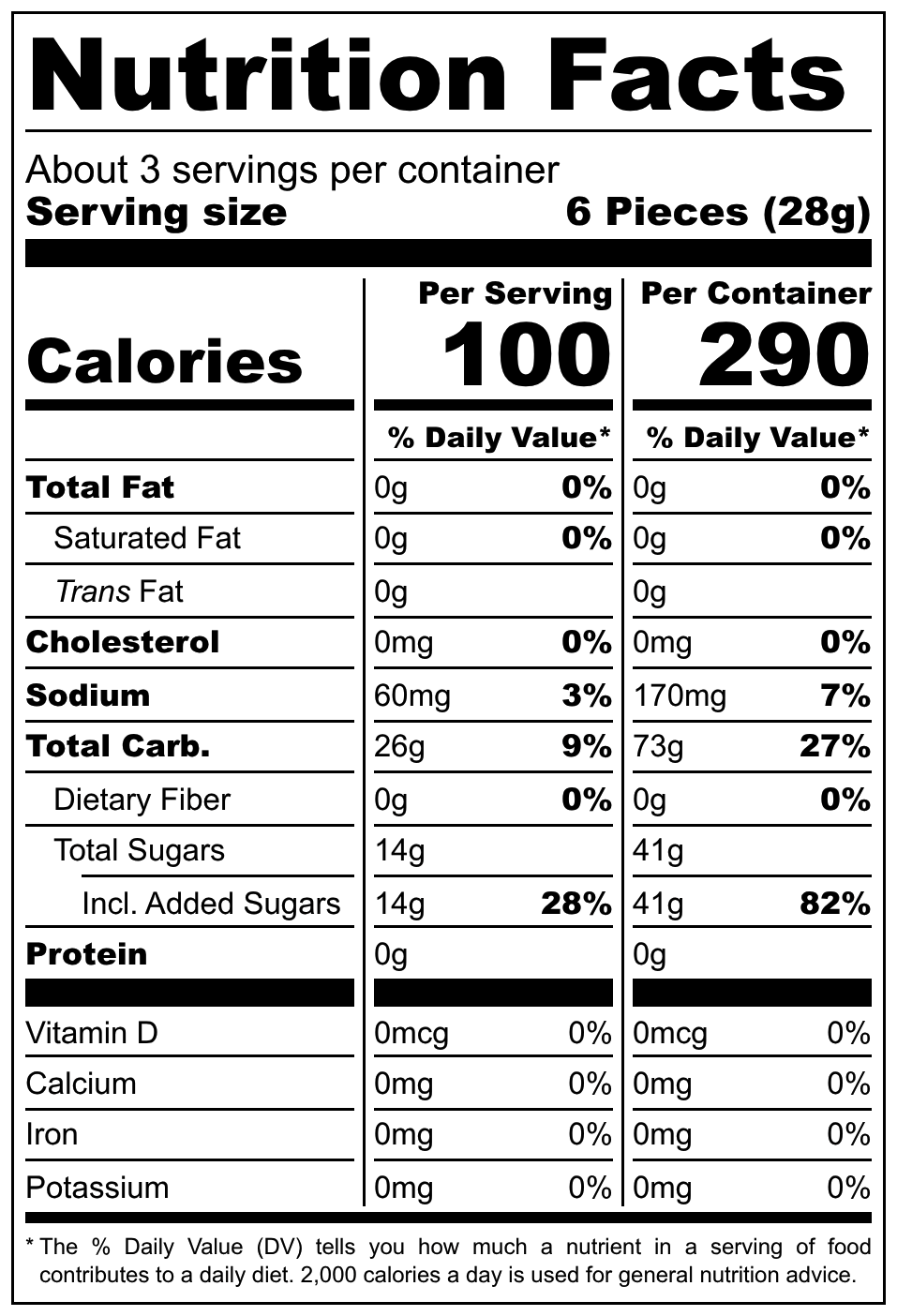 Docile Mix Super Acido nutritional label