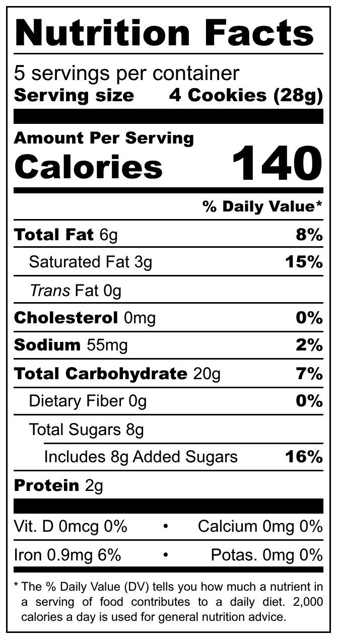 Vitarella Tortinhas Sabor Limao nutritional label