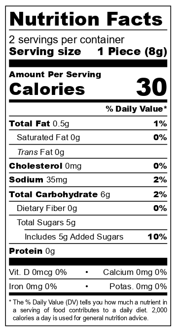 Dupont D’Isigny Caramels nutritional label