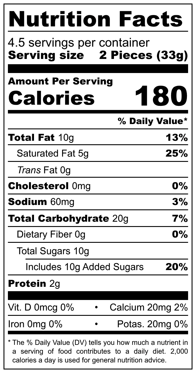 Bogutti La Gustosa nutritional label