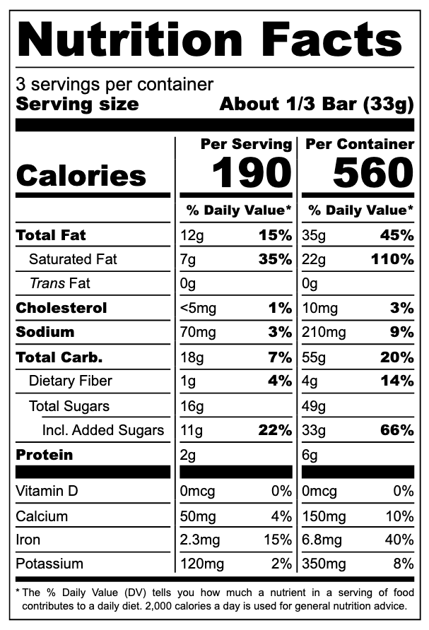Zelico Fruit & Milk Soft Candy nutritional label