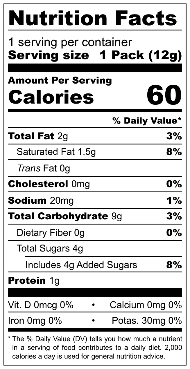 Unifirms Topco Cone nutritional label