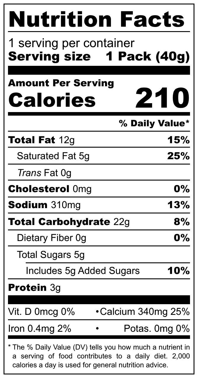Unifirms Kanok Green Curry nutritional label